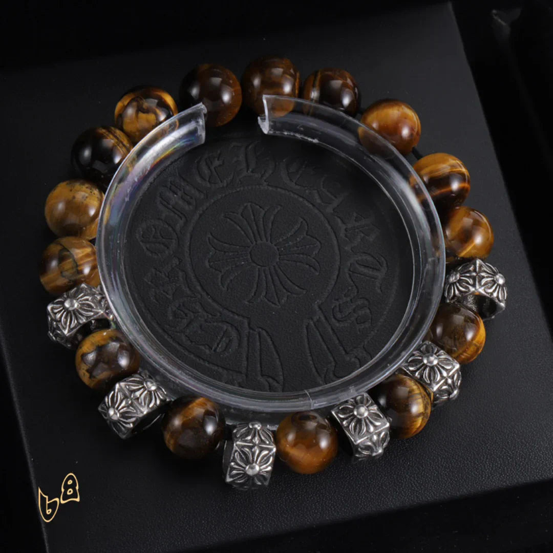 CH Cross Flower Ball Bracelet  - CH0075 - Brown image