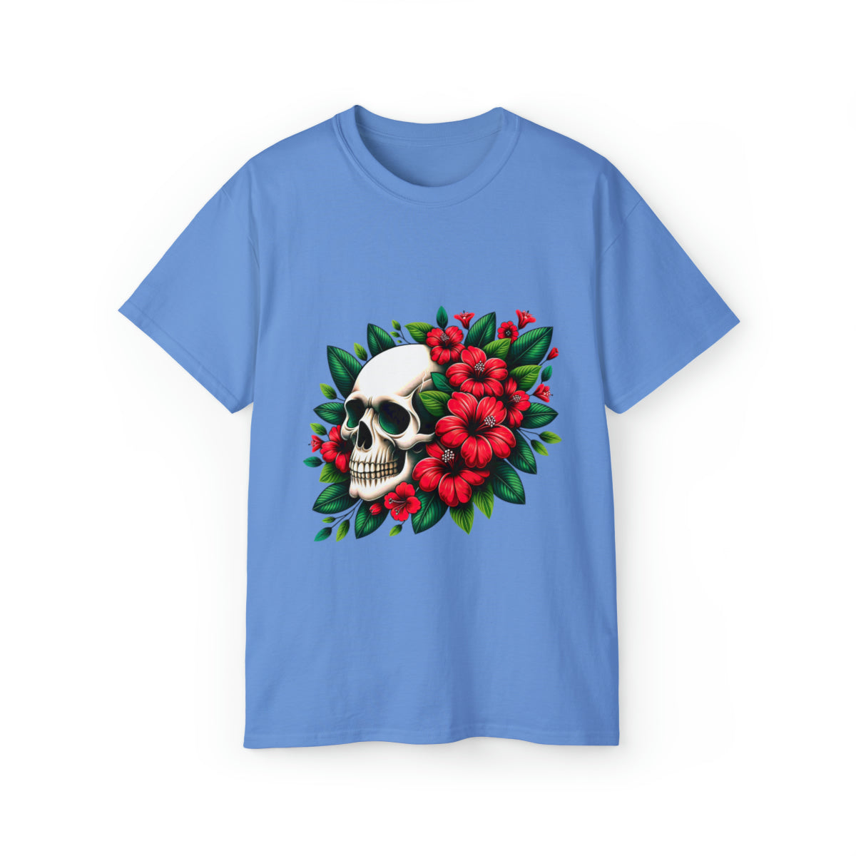 Flower Skull T-Shirt - Carolina Blue, XL image
