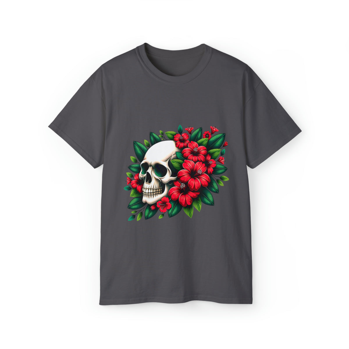 Flower Skull T-Shirt - Charcoal, 3XL image