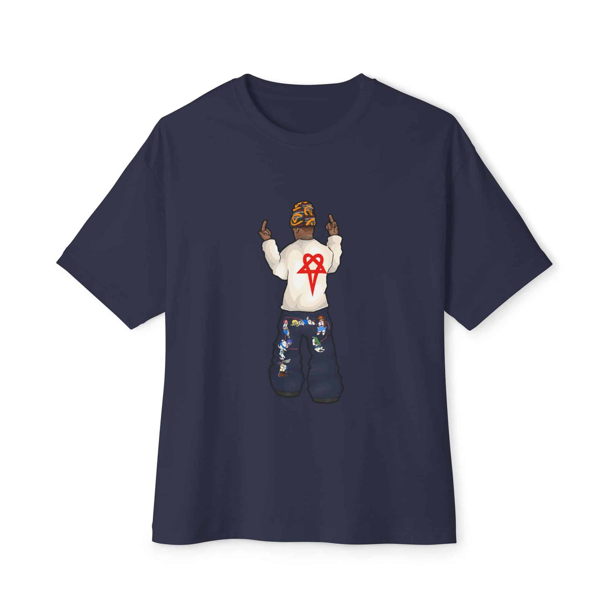 Rebel Attitude Unisex Oversized Boxy Tee - Navy, XL image