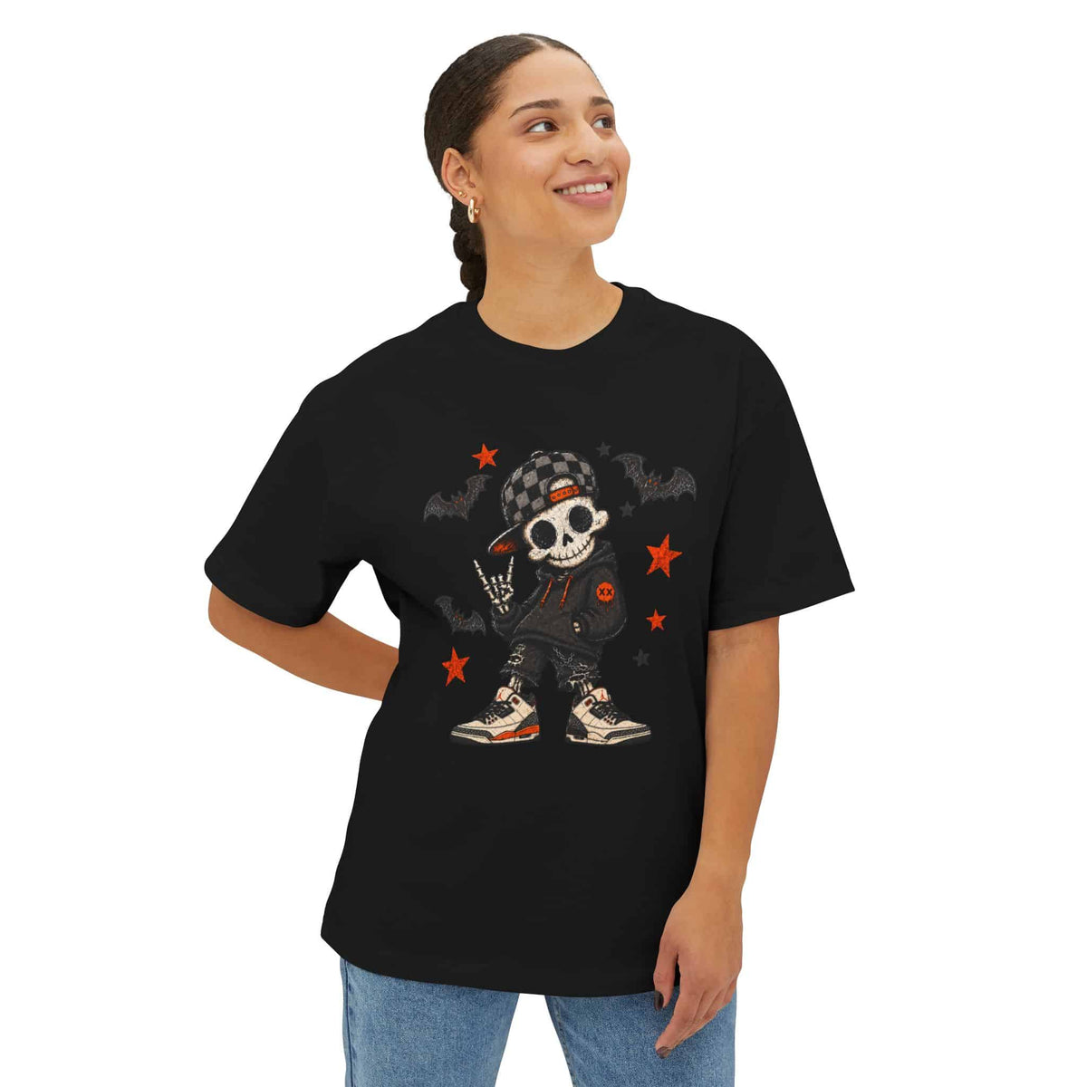 Boy Skeleton Halloween Unisex Oversized Boxy Tee image 38