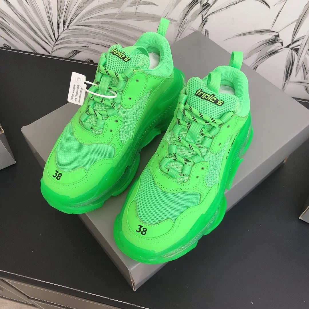 BLCG Triple S Clear Sole Neon Green Shoes Sneakers - bl0000040 image 5