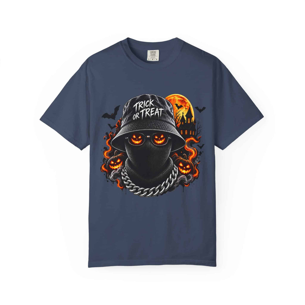 Spooky Streetwear Masked Unisex Garment-Dyed T-shirt image