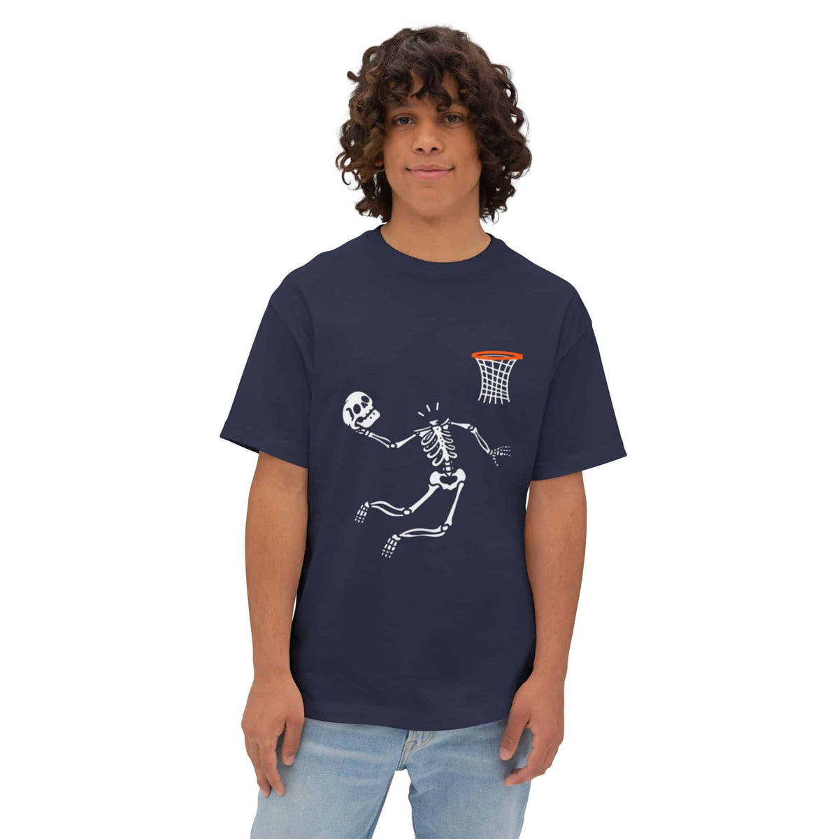 Halloween Basketball Skeleton Unisex Oversized Boxy Tee image 53