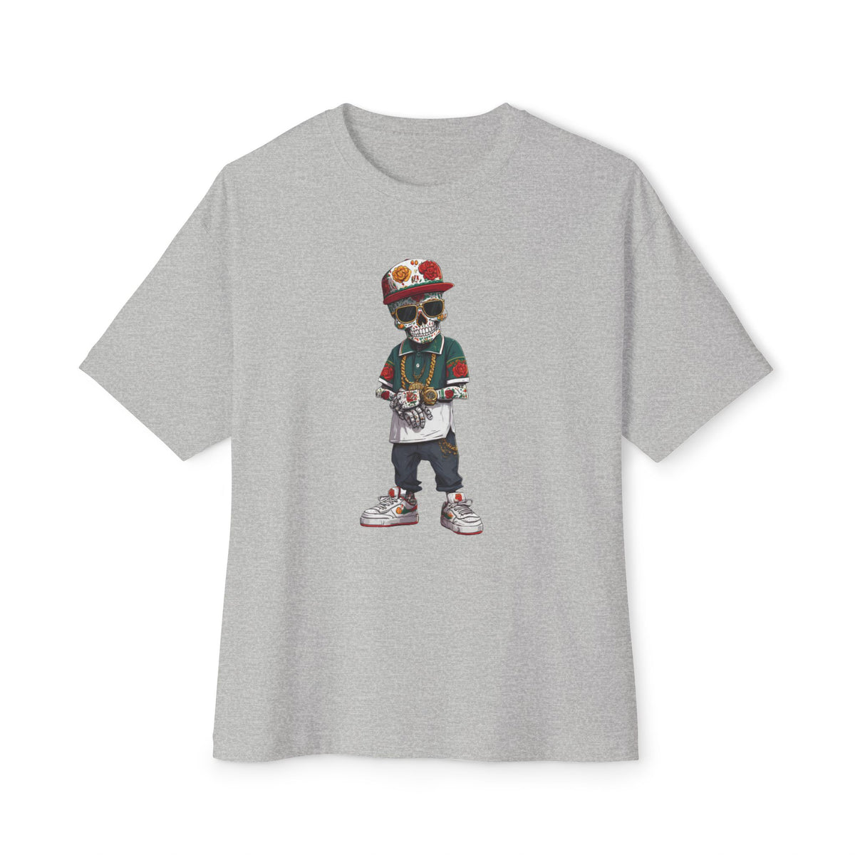 Skull Luxury Unisex Oversized Boxy Tee - Athletic Heather, M image