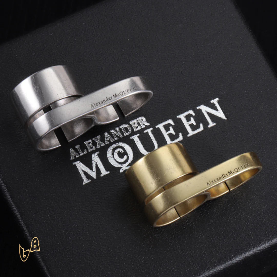 McQueen Double Logo-Engraved Antiqued Ring - MCQ0013 image 6