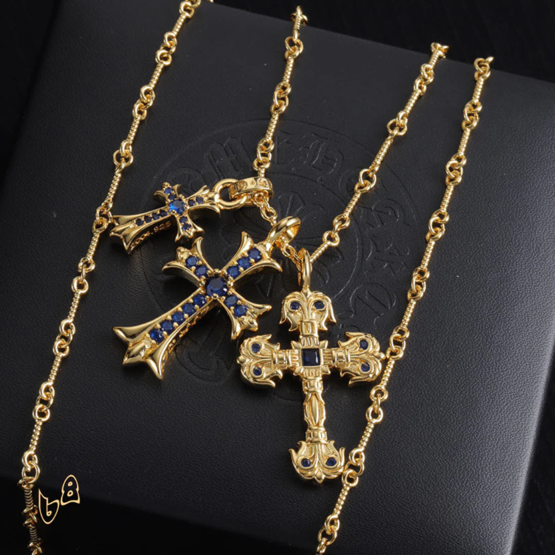 CH Cross Pendant Necklace - CH0046 - Blue image