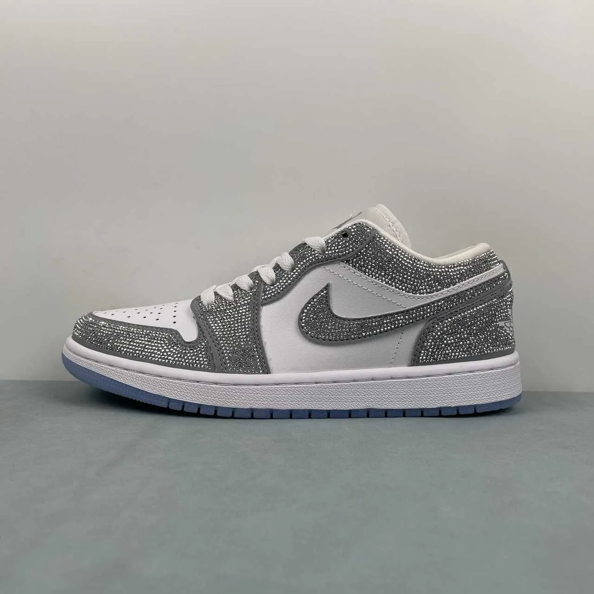 AJ 1 low customized with silver Swarovski crystal Shoes Sneakers – nk0005309 image 2
