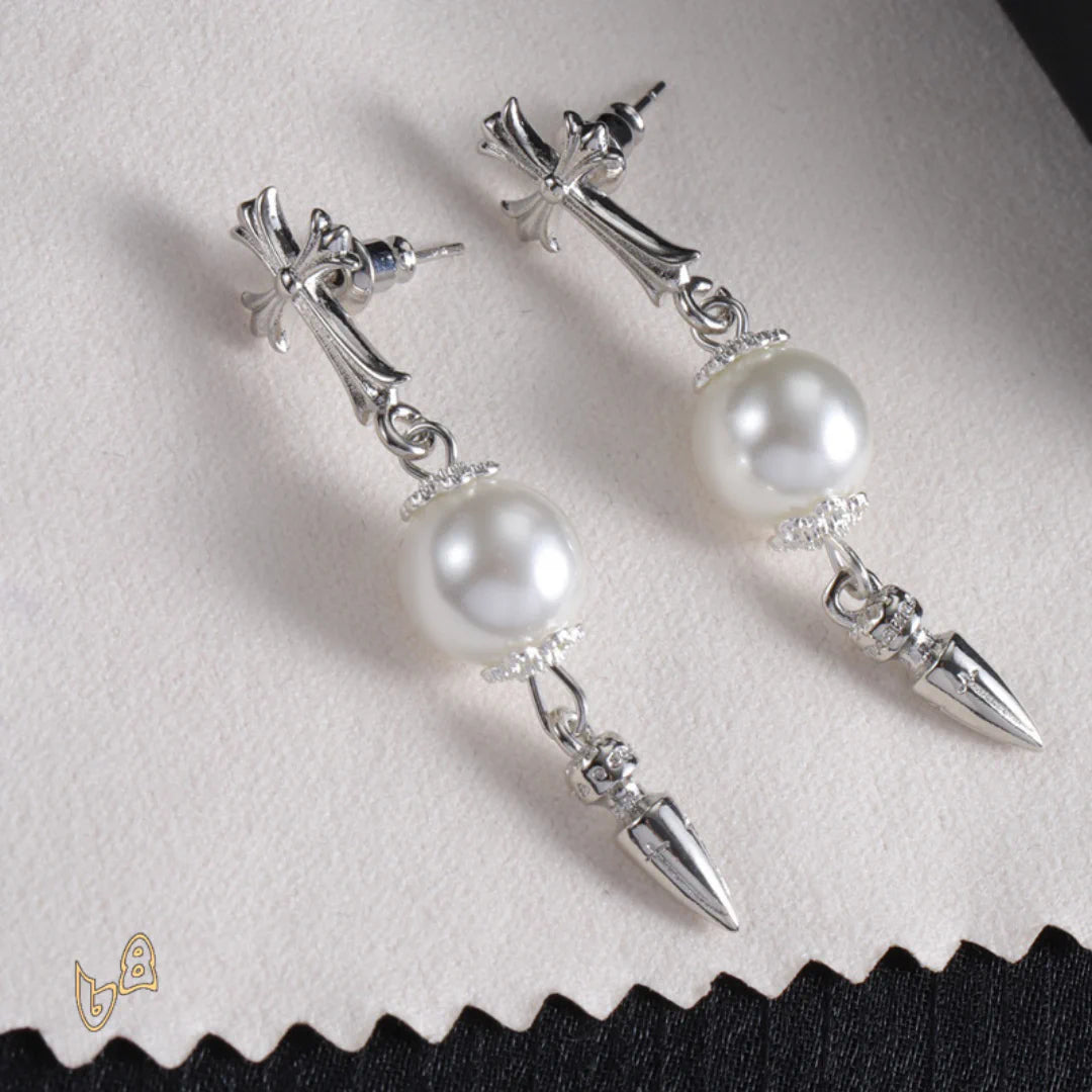 CH Cross Pearl Dangle Earrings – CH0167