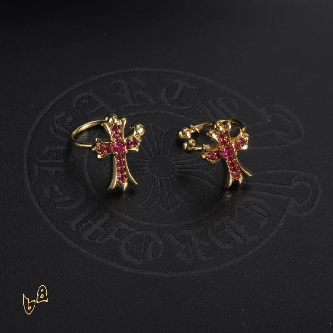 CH Cross Hoop Earrings - CH0165 - Gold 2 image