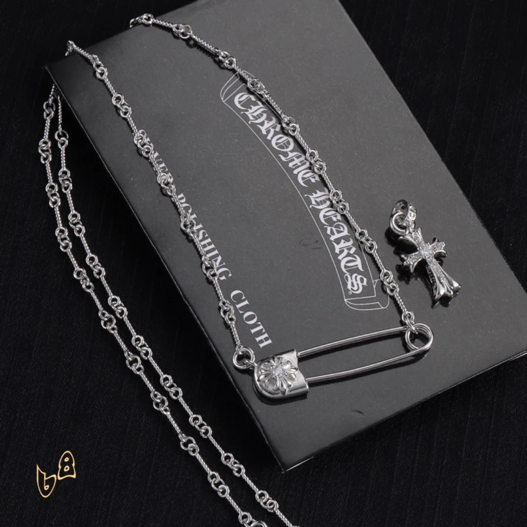 CH Pin & Cross Pendant Necklace - CH0041 image 1