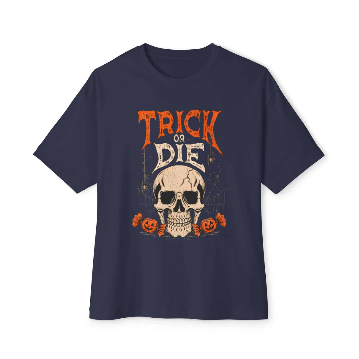 TRICK OR DIE Unisex Oversized Boxy Tee - Navy, XL image