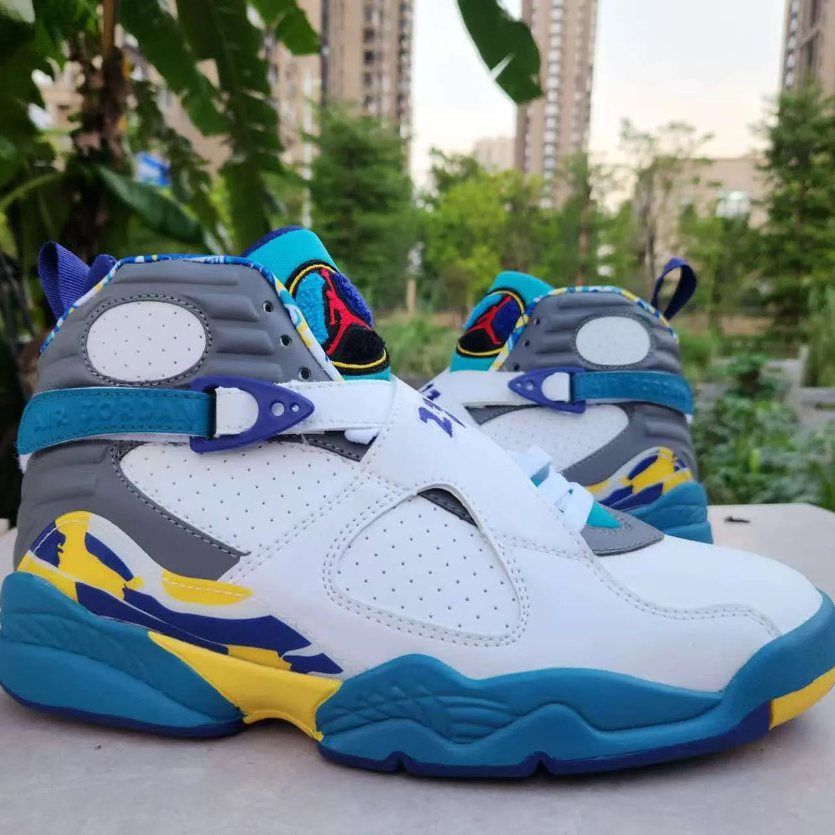 AJ 8 White Aqua Shoes Sneakers - nk0004142 image 3