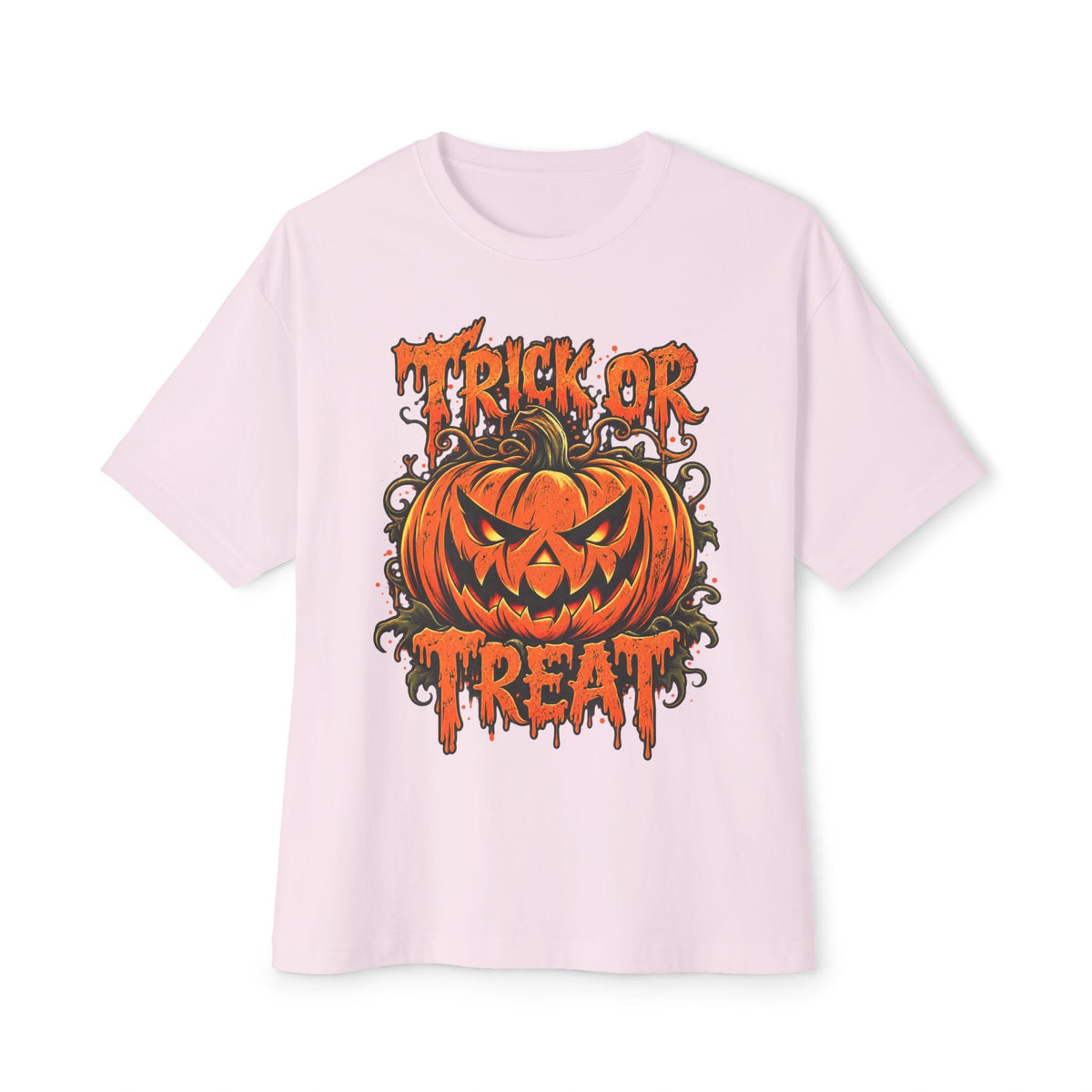 Trick or Treat Unisex Oversized Boxy Tee - Soft Pink, M image