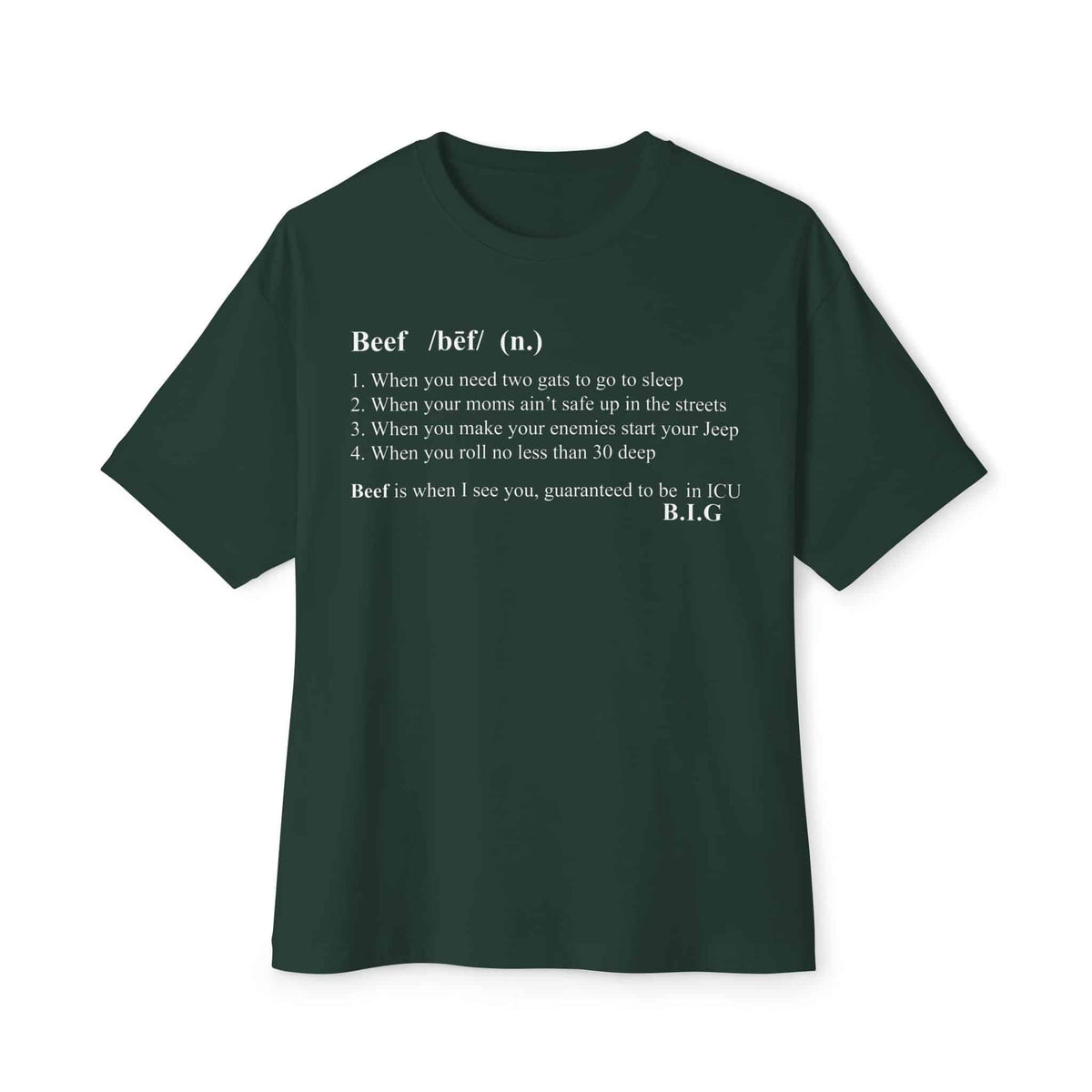 Beef Definition Unisex Oversized Boxy Tee - Forest, L image