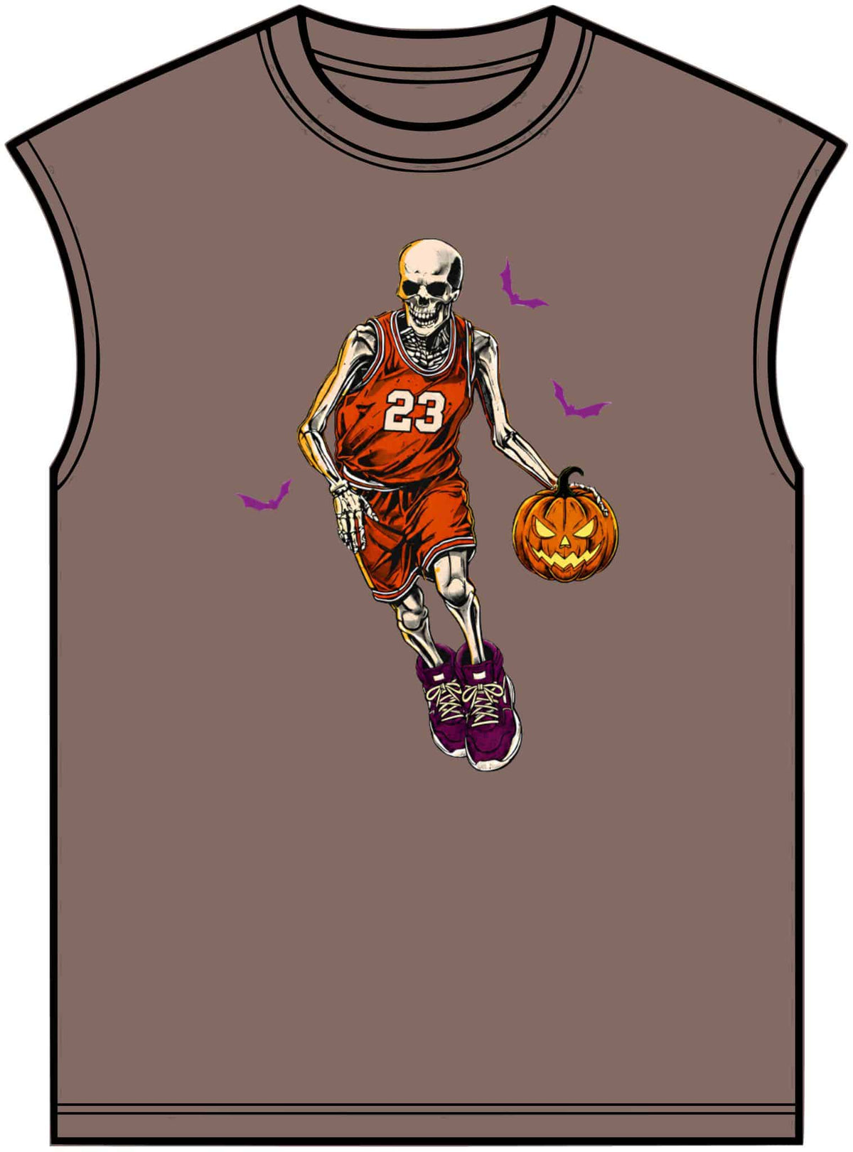 Halloween Basketball Unisex Garment-Dyed Muscle Tee image 4