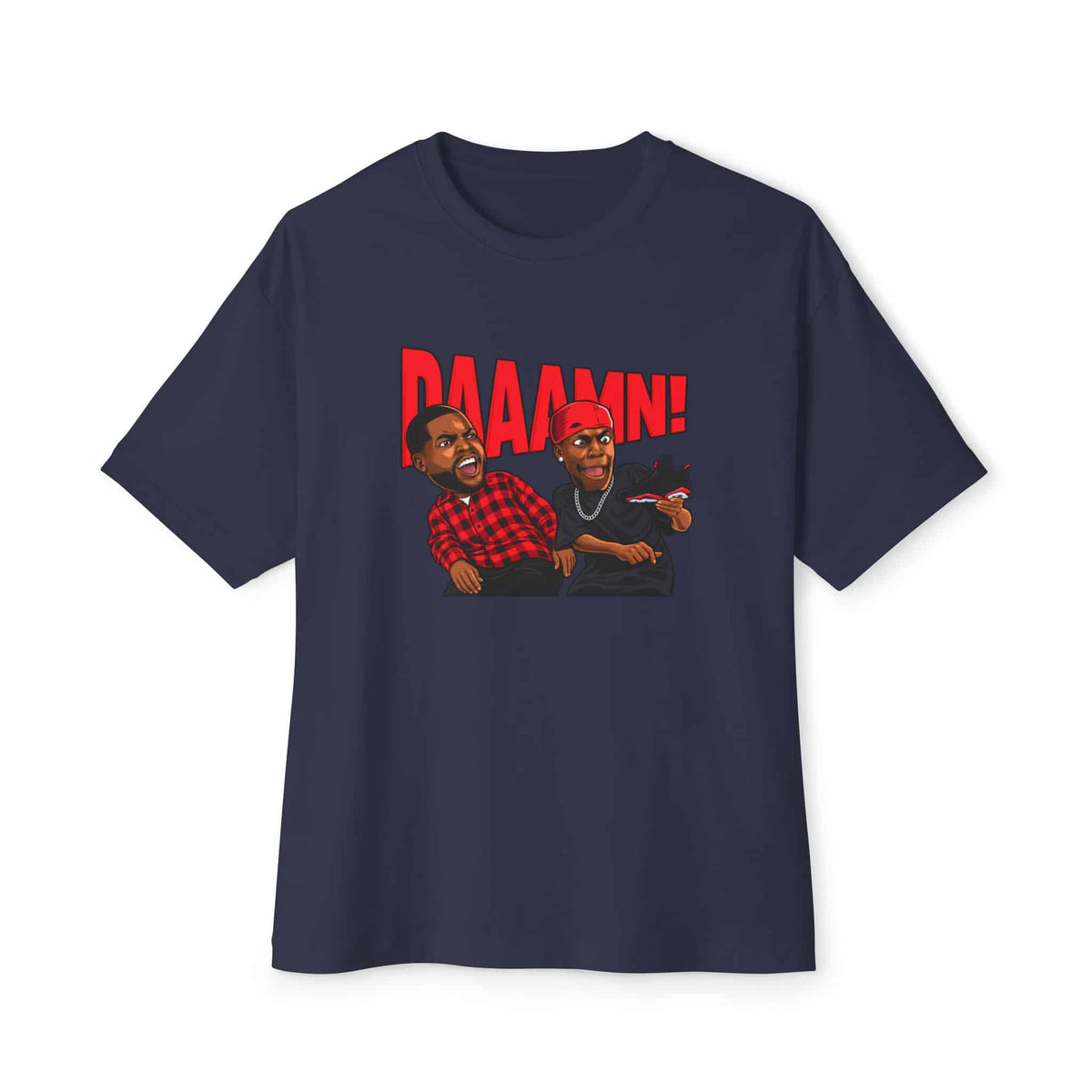 Graphic Print Unisex Oversized Boxy Tee – POD0035 - Navy, S image