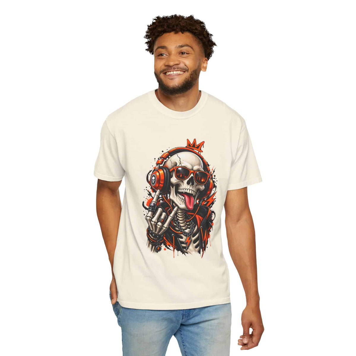 Neon Skull DJ Unisex Garment-Dyed T-shirt image 32