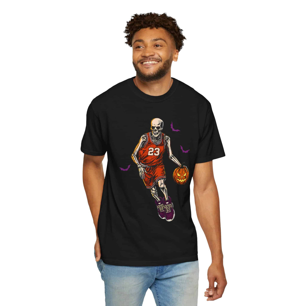 Halloween Basketball Unisex Garment-Dyed T-shirt image 5