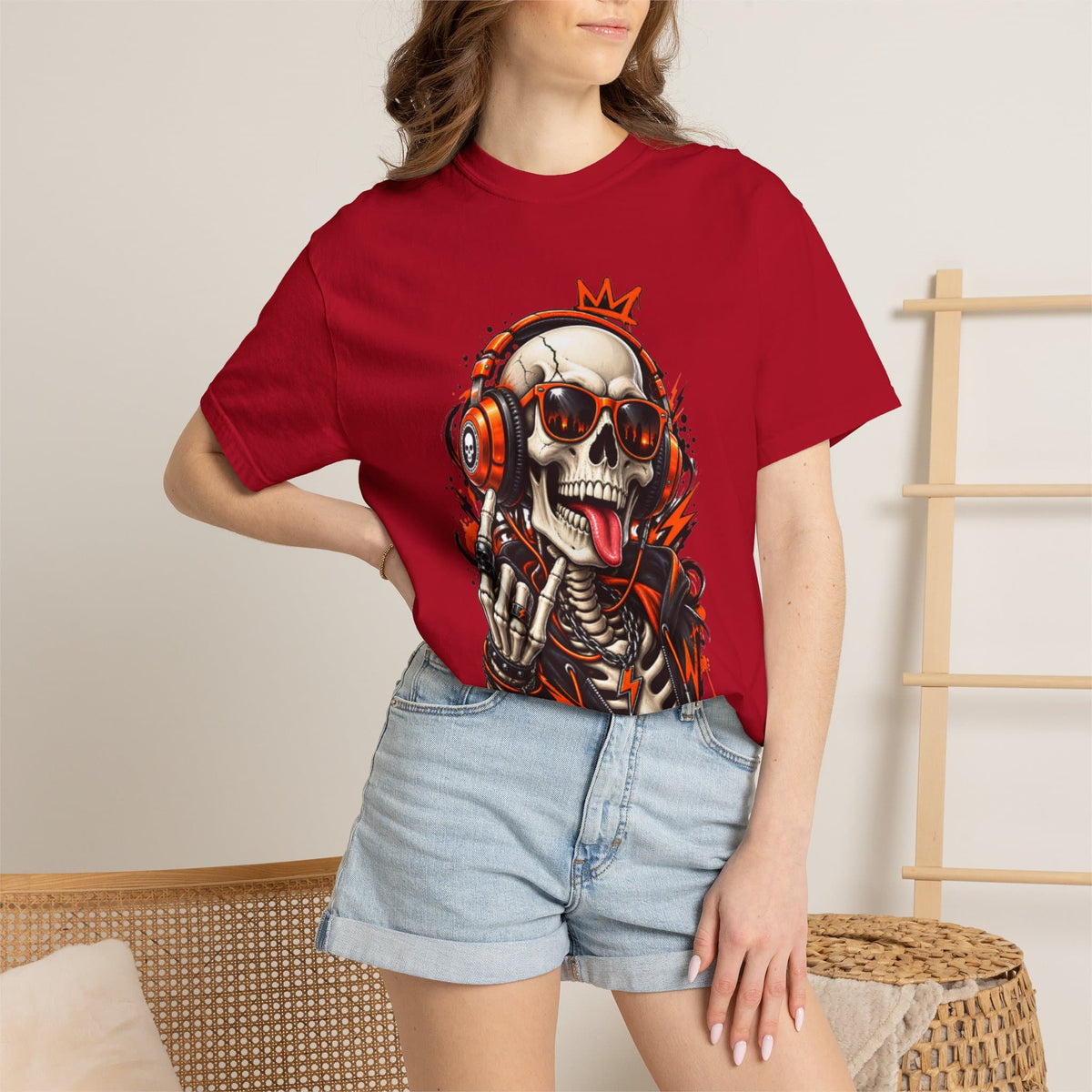 Neon Skull DJ Unisex Garment-Dyed T-shirt image 88