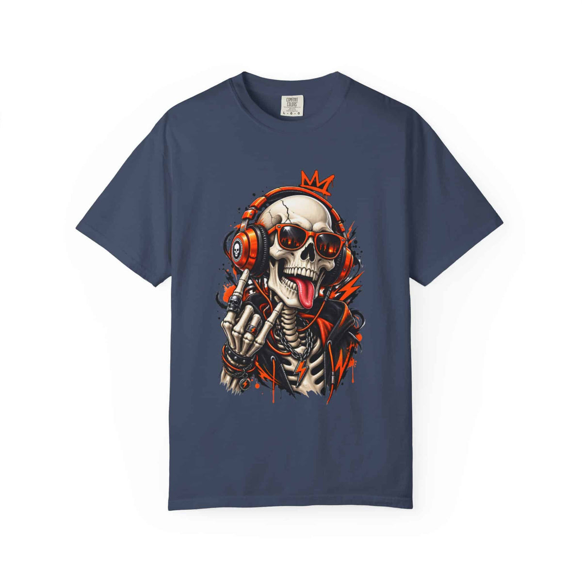 Neon Skull DJ Unisex Garment-Dyed T-shirt image
