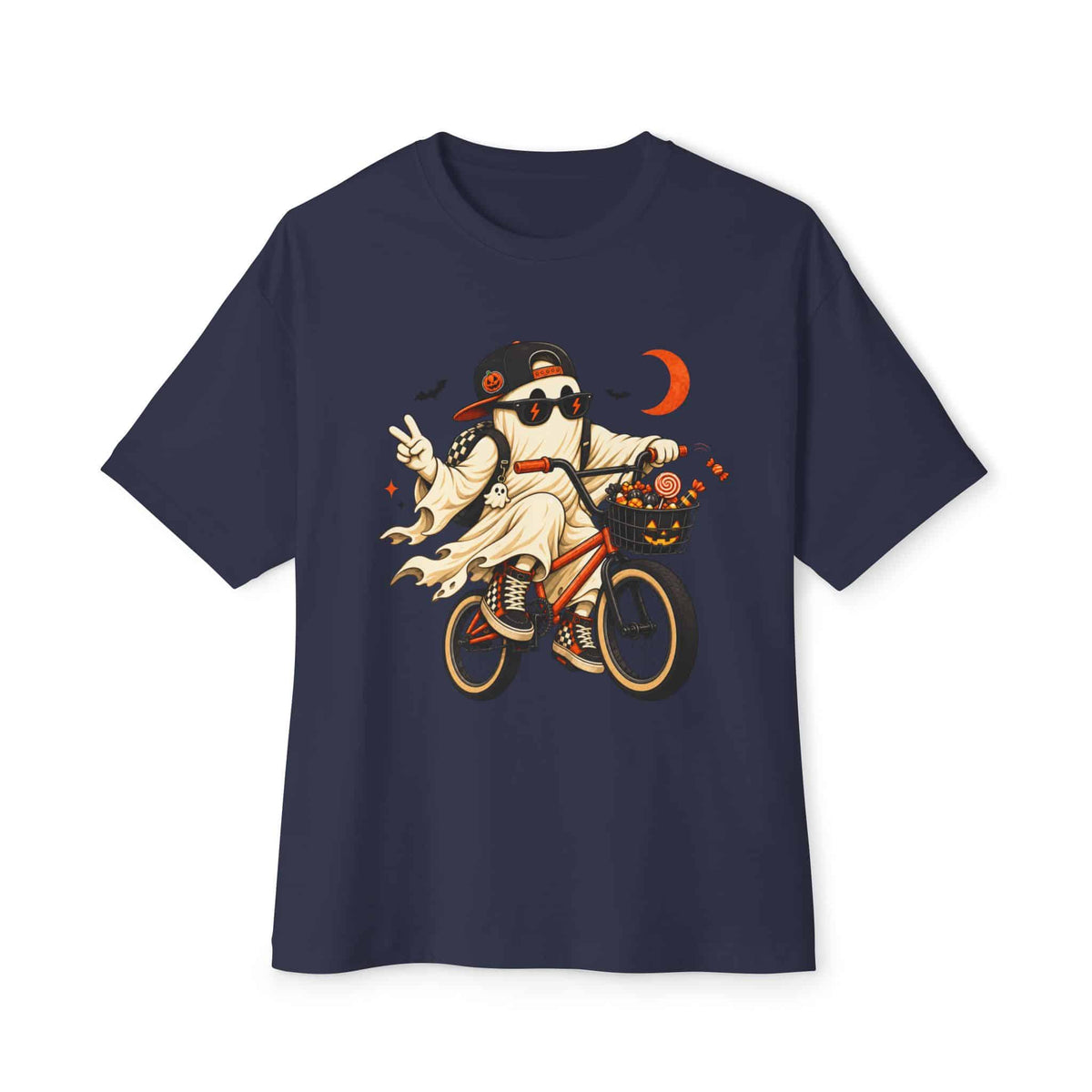 Ghost Rider BMX Unisex Oversized Boxy Tee - Navy, S image