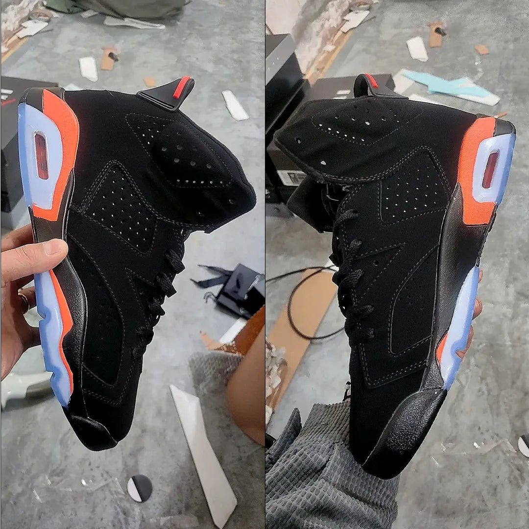 AJ 6 Black Infrared Orange Shoes Sneakers - nk0000292 image 6