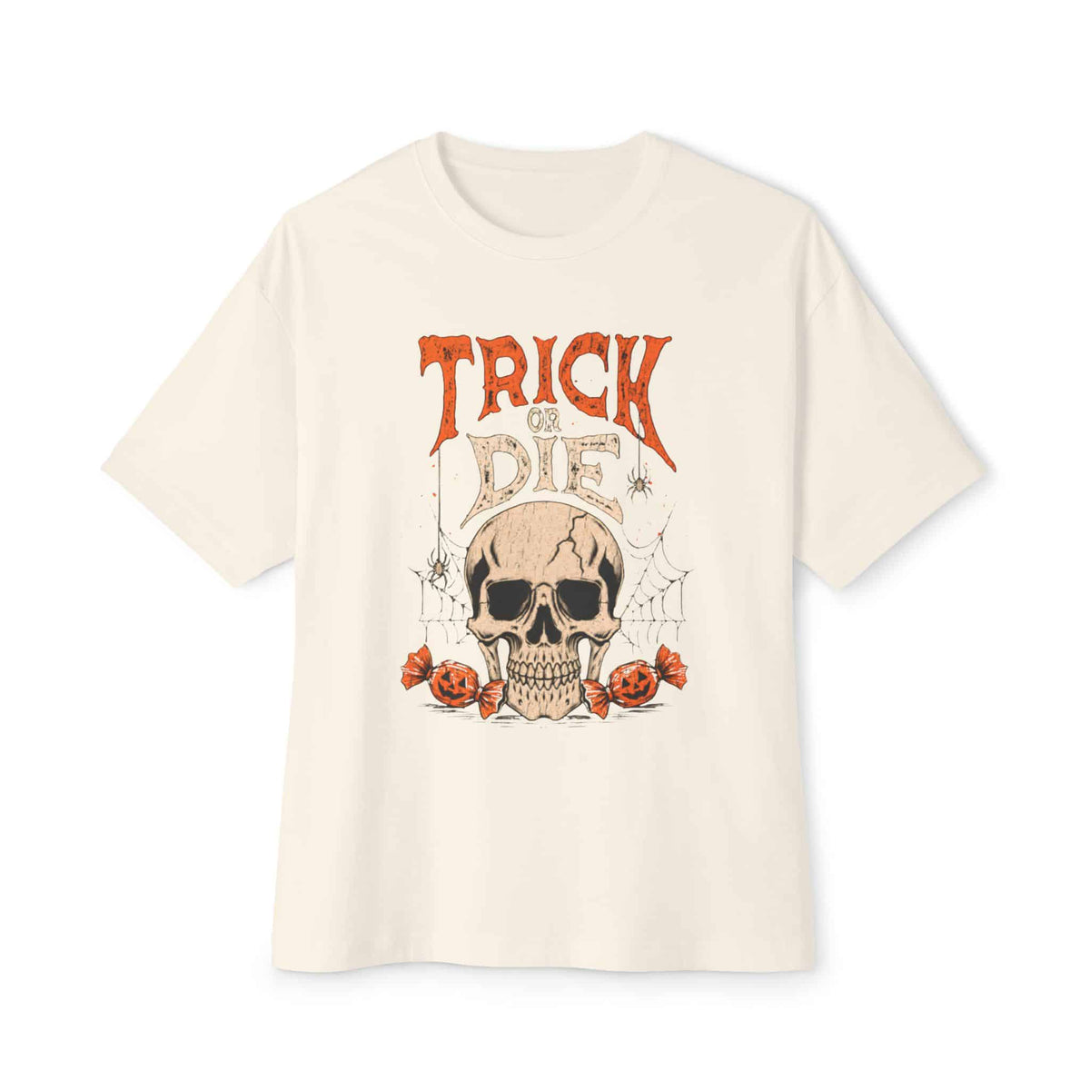 TRICK OR DIE Unisex Oversized Boxy Tee - Natural, XS image