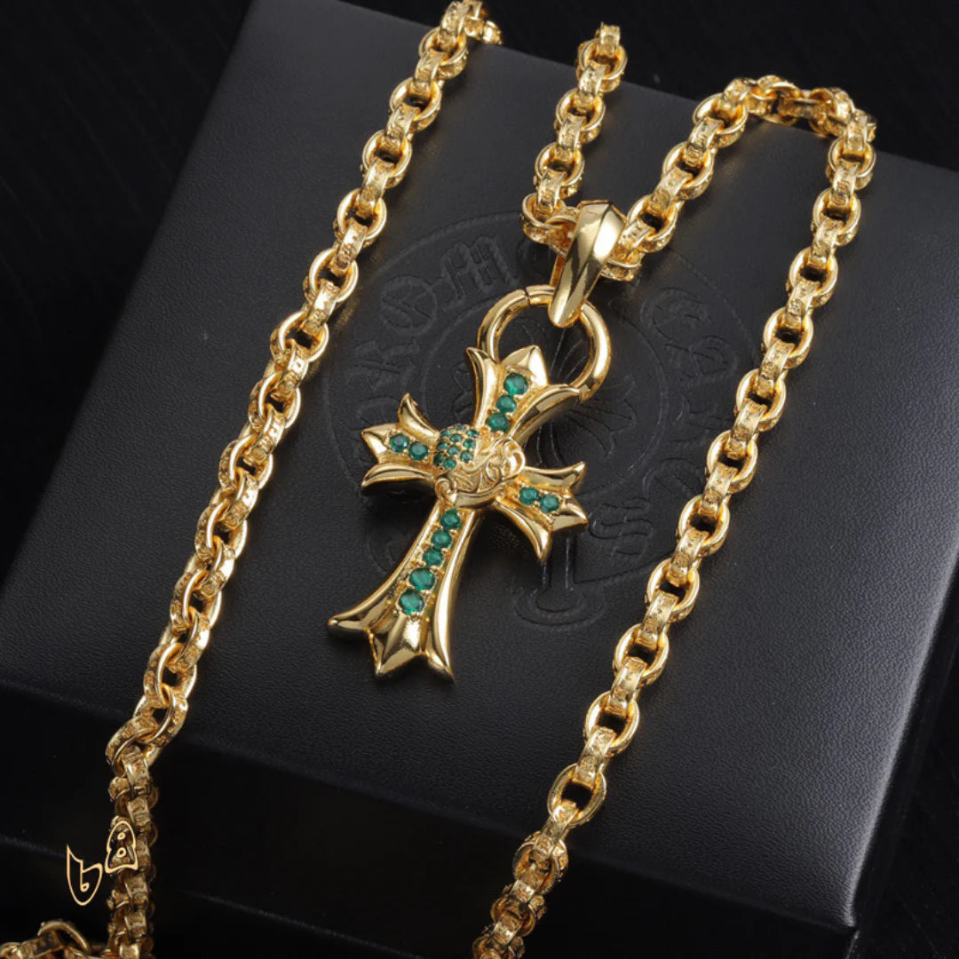 CH Cross Pendant Necklace - CH0047 - Green image