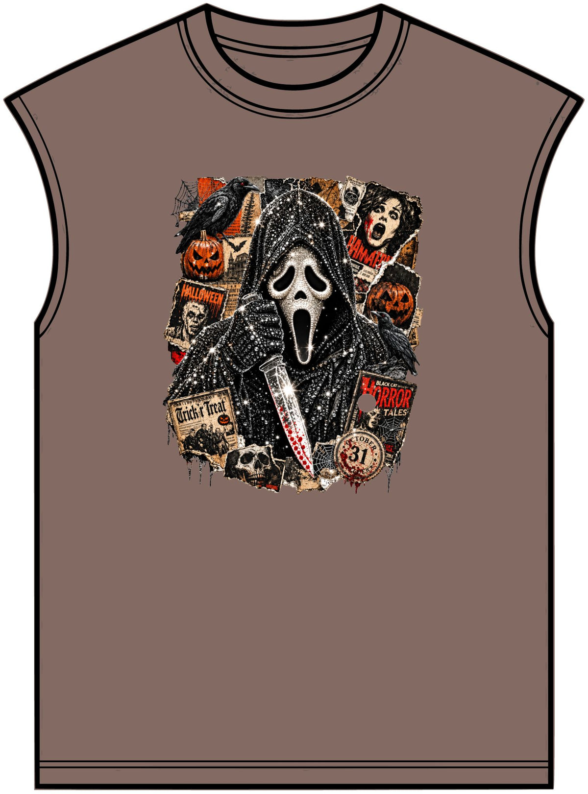 Halloween Horror Unisex Garment-Dyed Muscle Tee image