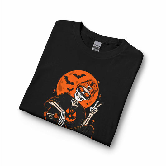 Retro Skater Skeleton Halloween Long Sleeve T-Shirt image 2