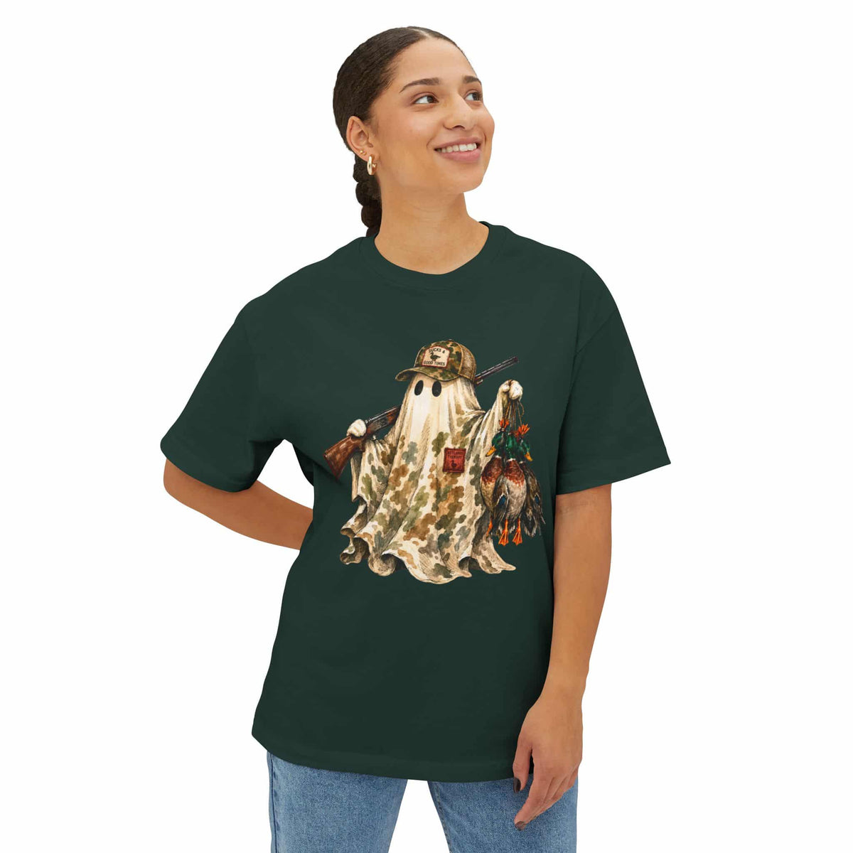 Hunting Season Spooky Camo Mallards Unisex Oversized Boxy Tee image 22