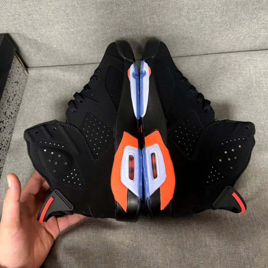 AJ 6 Black Infrared Orange Shoes Sneakers - nk0000292 image 4