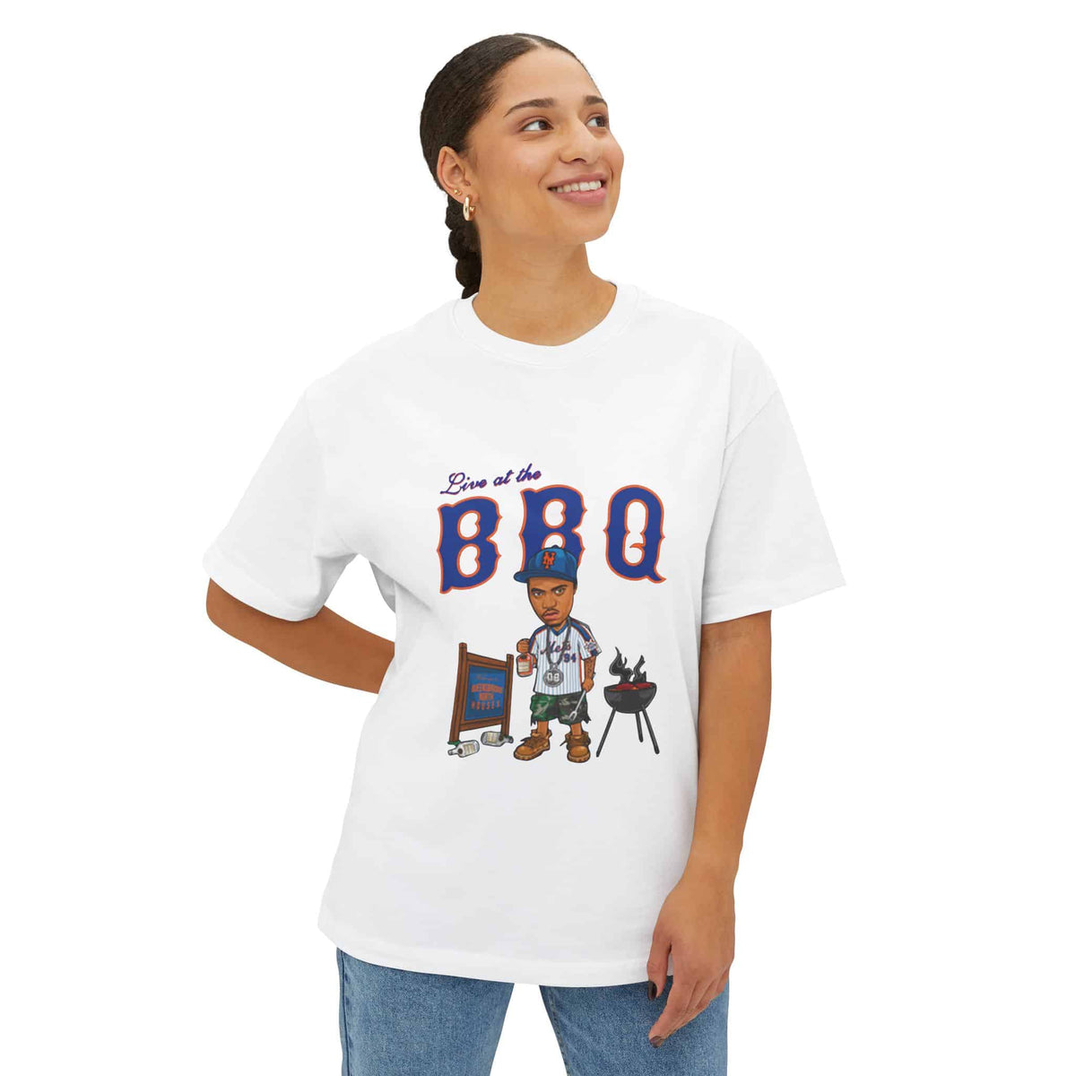 Rap Nas Live At The BBQ Unisex Oversized Boxy Tee image 31