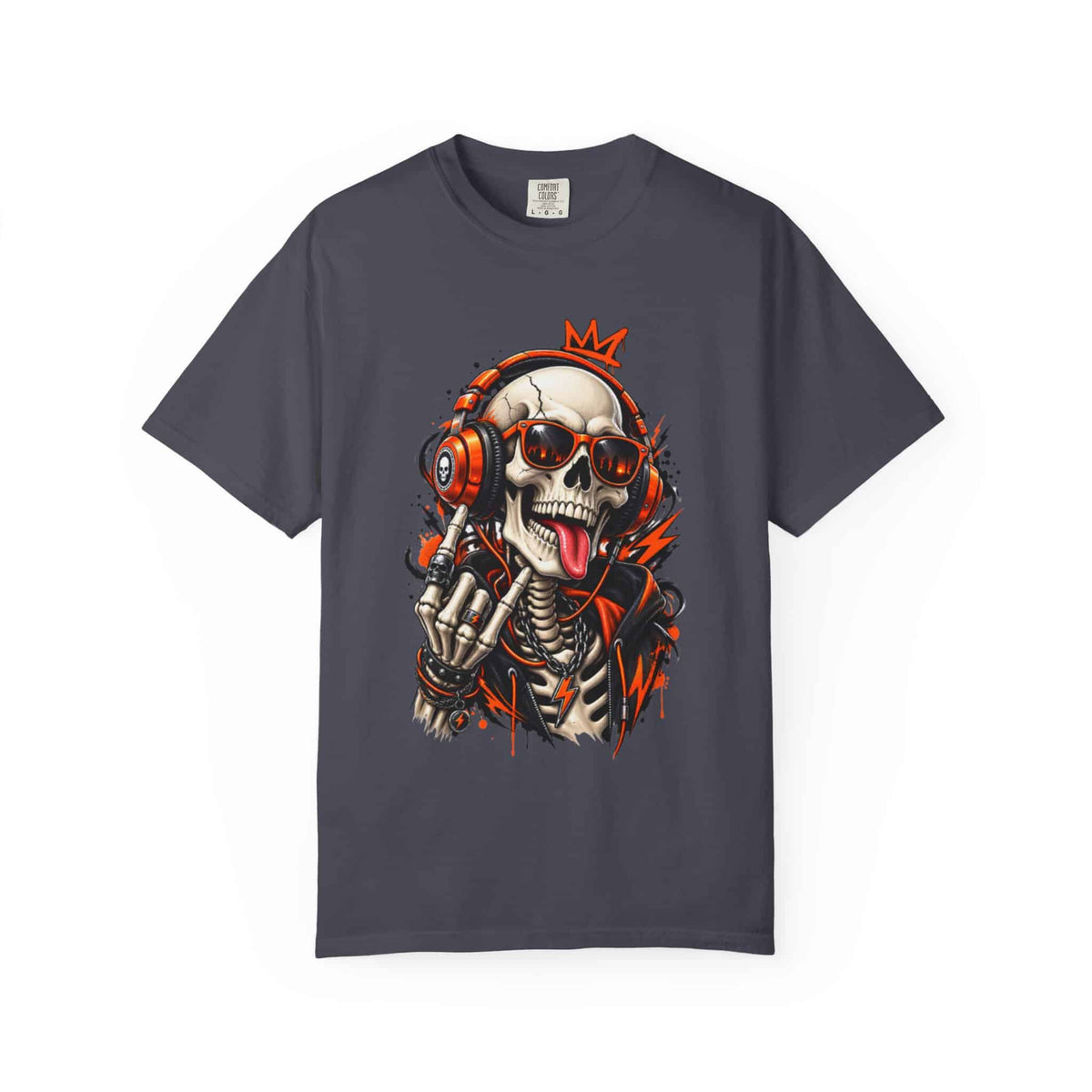 Neon Skull DJ Unisex Garment-Dyed T-shirt image
