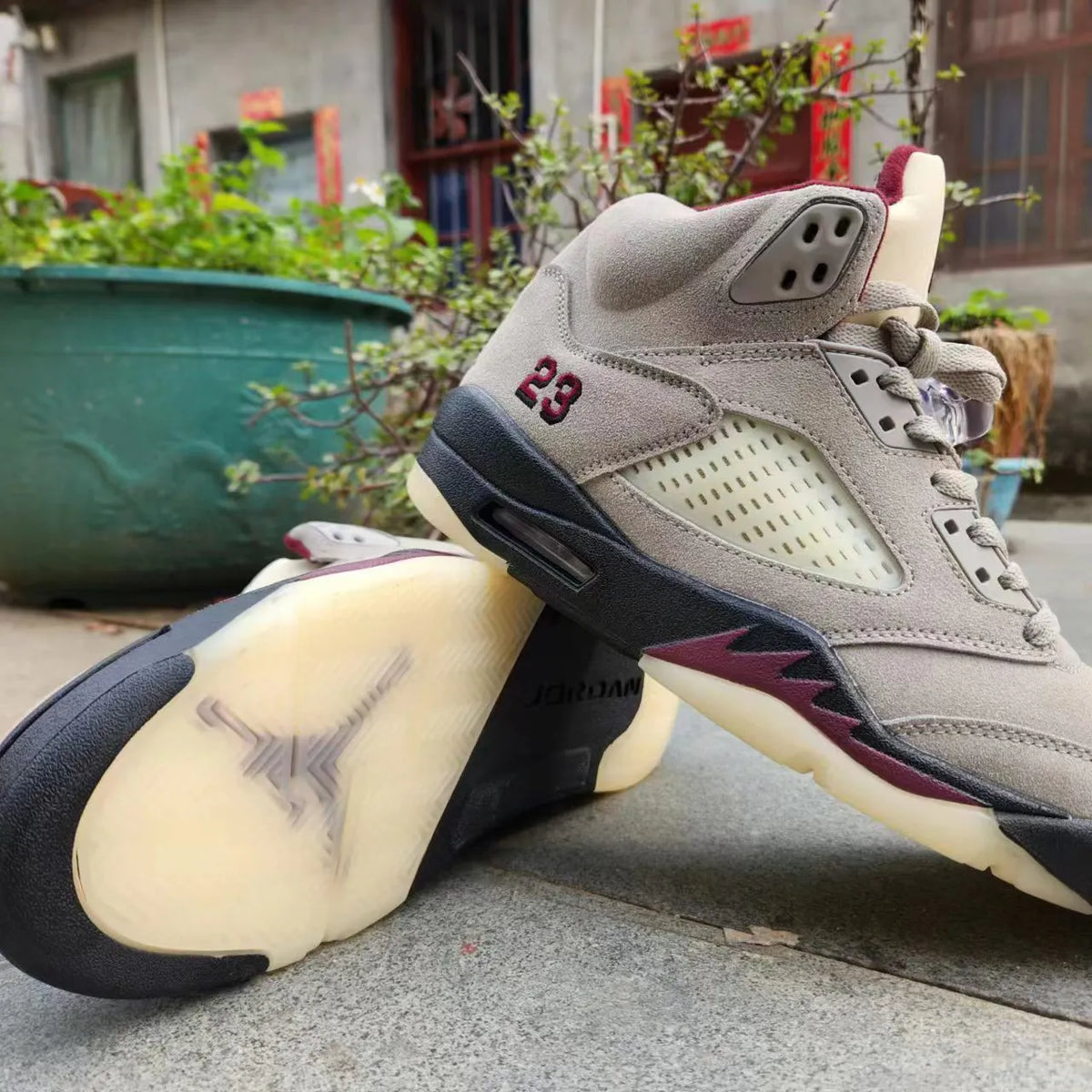 A Ma Maniére x AJ 5 “Light Bone” Shoes Sneakers - nk0005321 image 4