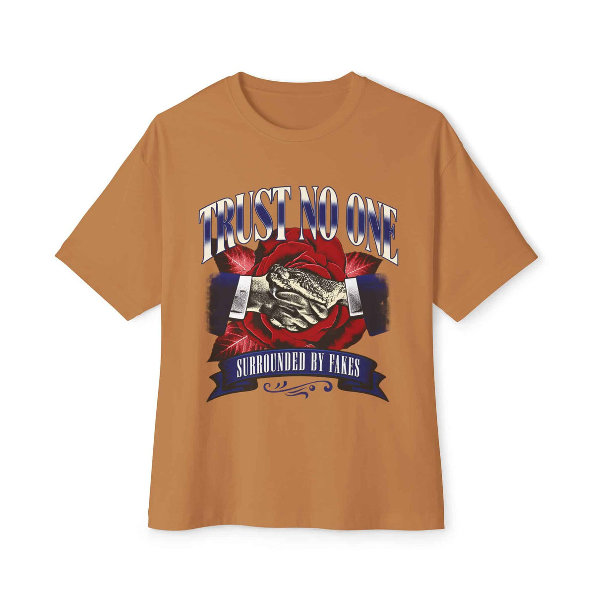 Graphic Print Unisex Oversized Boxy Tee - POD0037 - Toast, L image