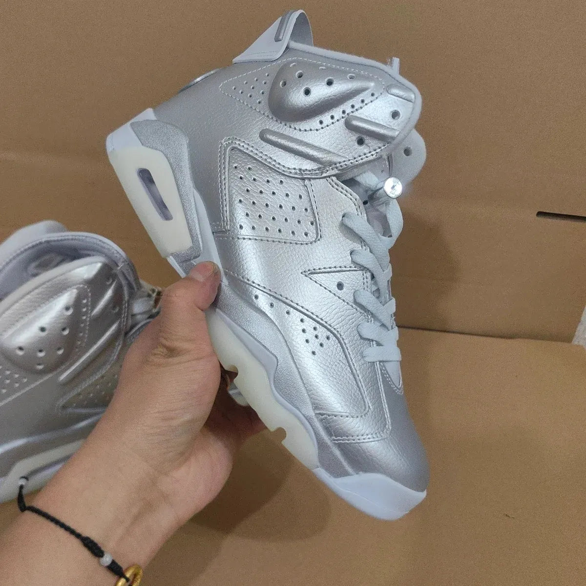 PSG x AJ 6 Metallic Silver Shoes Sneakers - nk0004782 image 6