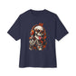 Neon Skull DJ Unisex Oversized Boxy Tee - Navy, 3XL image