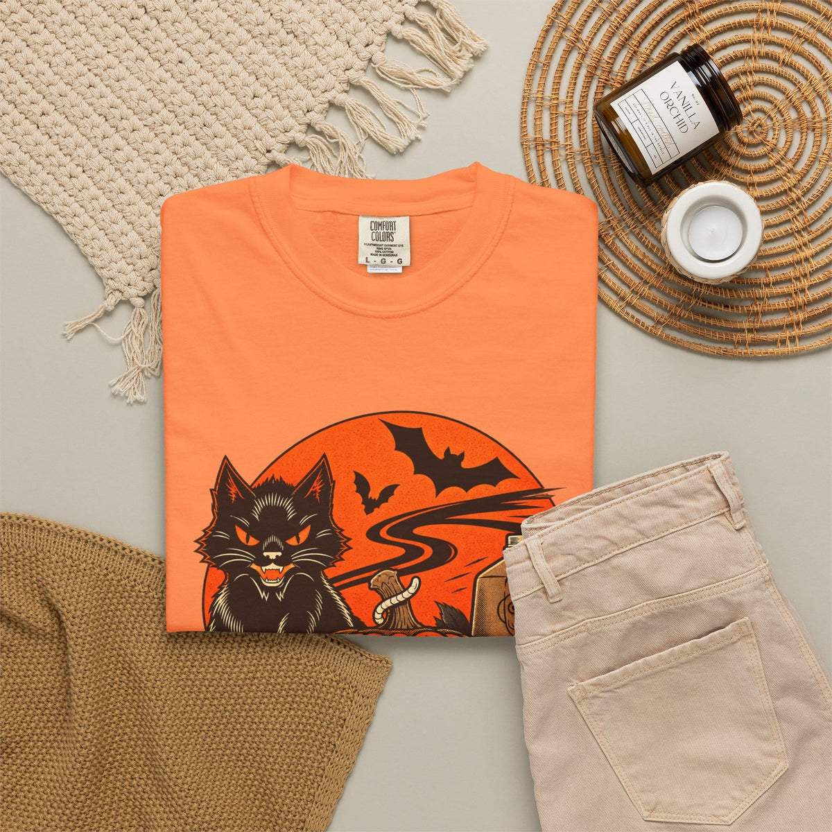 Midnight Cat Unisex Garment-Dyed T-shirt image 15