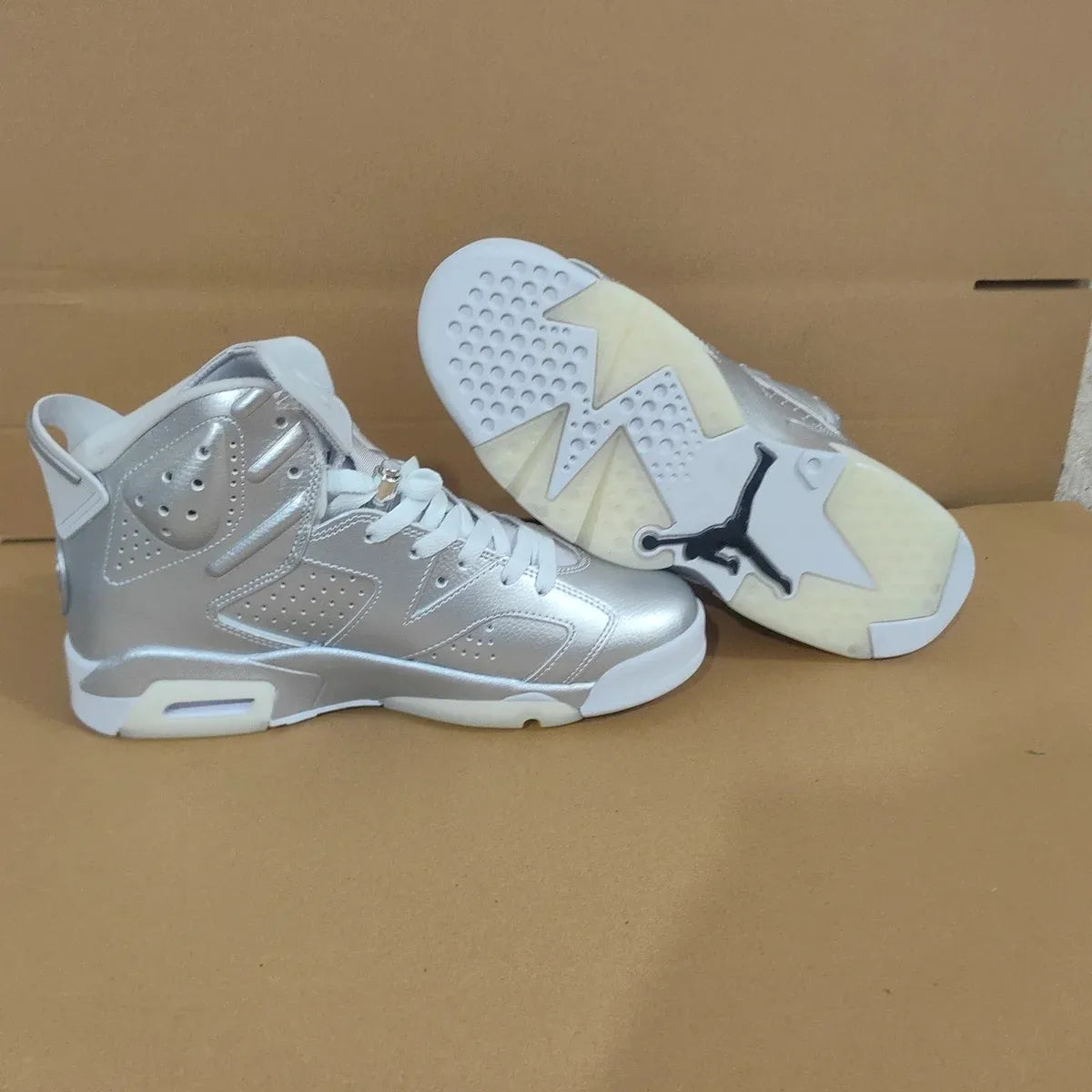 PSG x AJ 6 Metallic Silver Shoes Sneakers - nk0004782 image 12