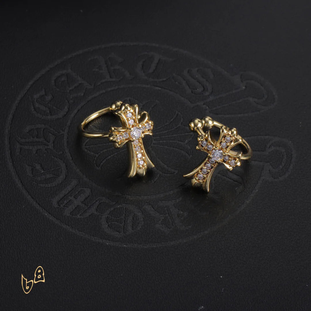CH Cross Hoop Earrings - CH0165 - Gold 1 image