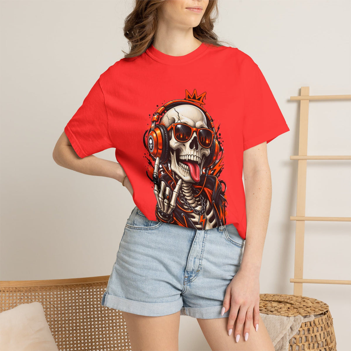 Neon Skull DJ Unisex Garment-Dyed T-shirt image 98