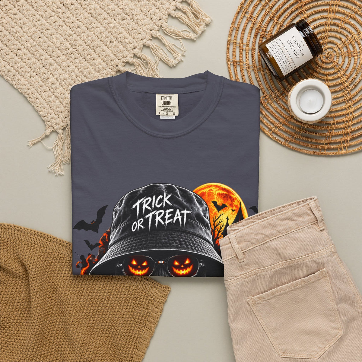 Spooky Streetwear Masked Unisex Garment-Dyed T-shirt image 81