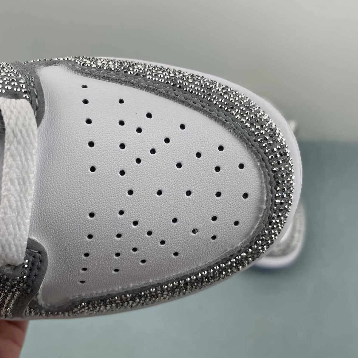 AJ 1 low customized with silver Swarovski crystal Shoes Sneakers – nk0005309 image 10
