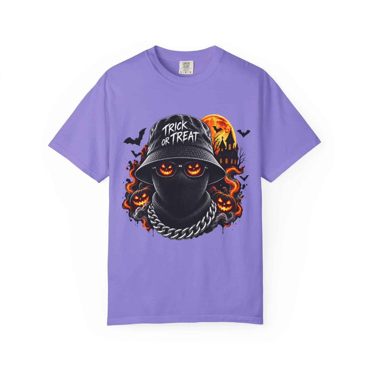 Spooky Streetwear Masked Unisex Garment-Dyed T-shirt image