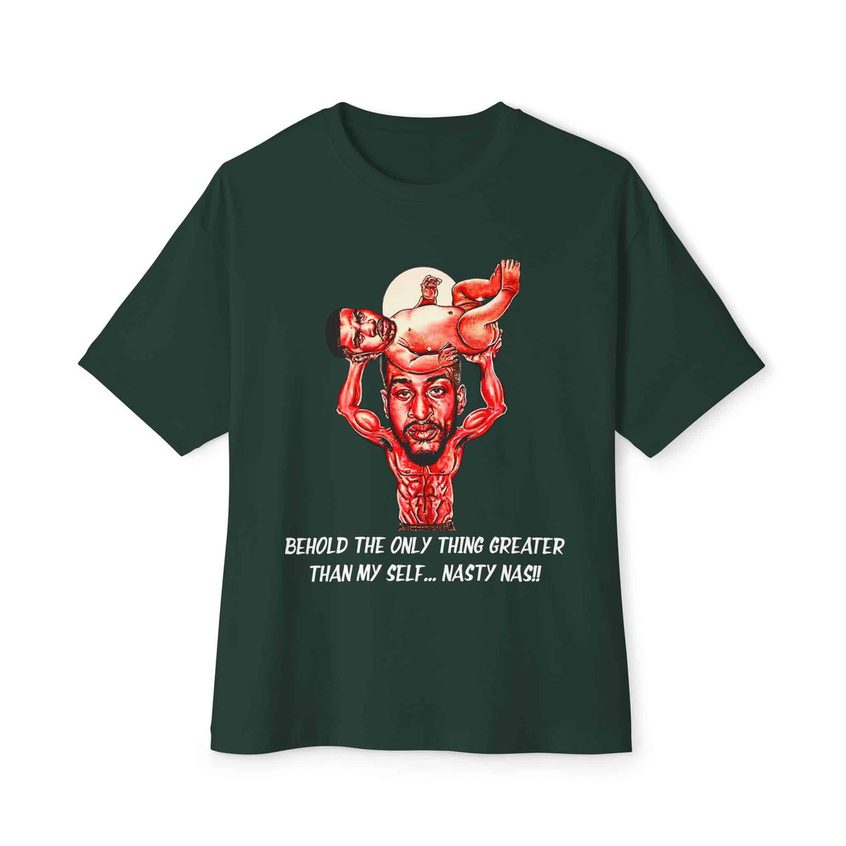 Nas The Last Word  Unisex Oversized Boxy Tee - Forest, XS image