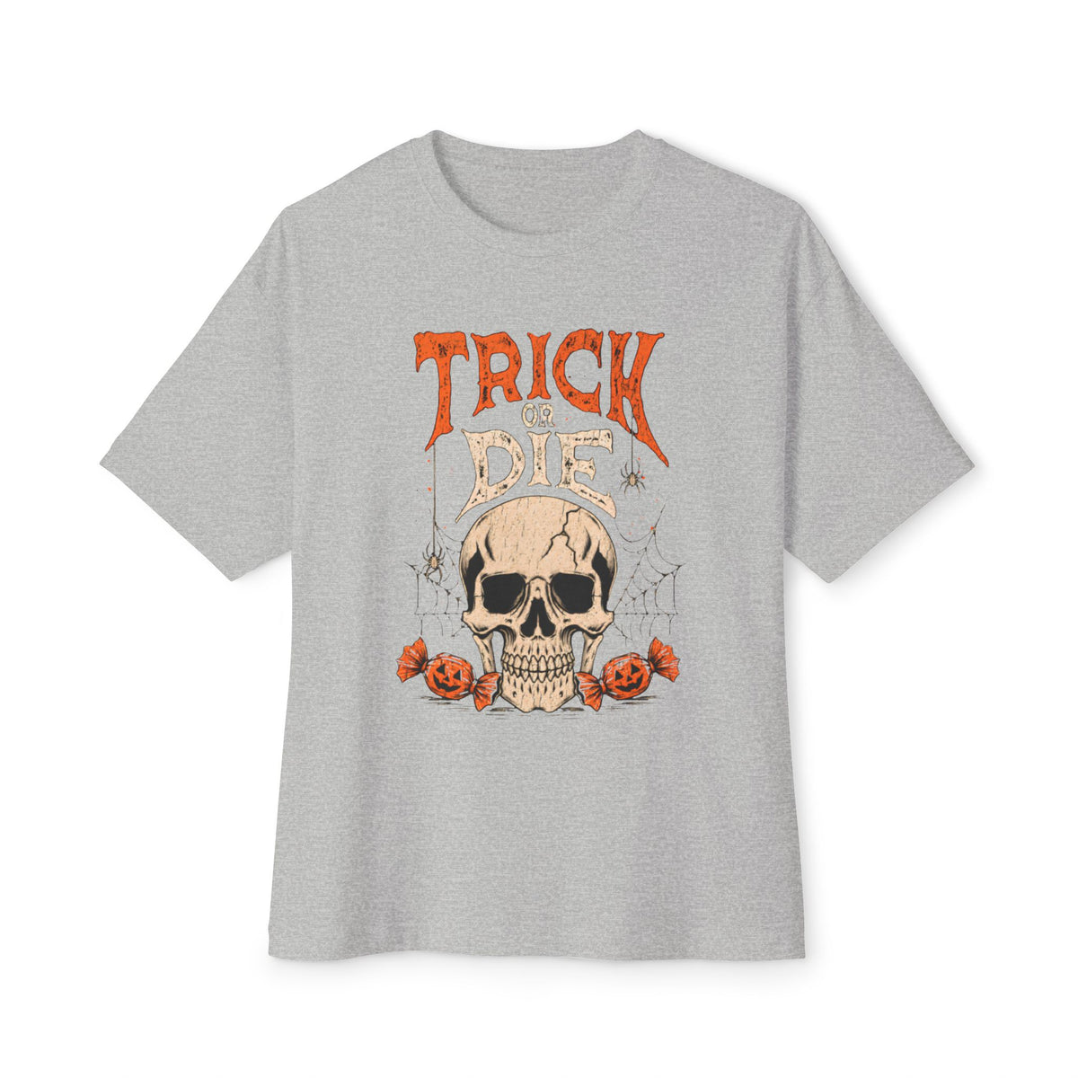 TRICK OR DIE Unisex Oversized Boxy Tee - Athletic Heather, L image
