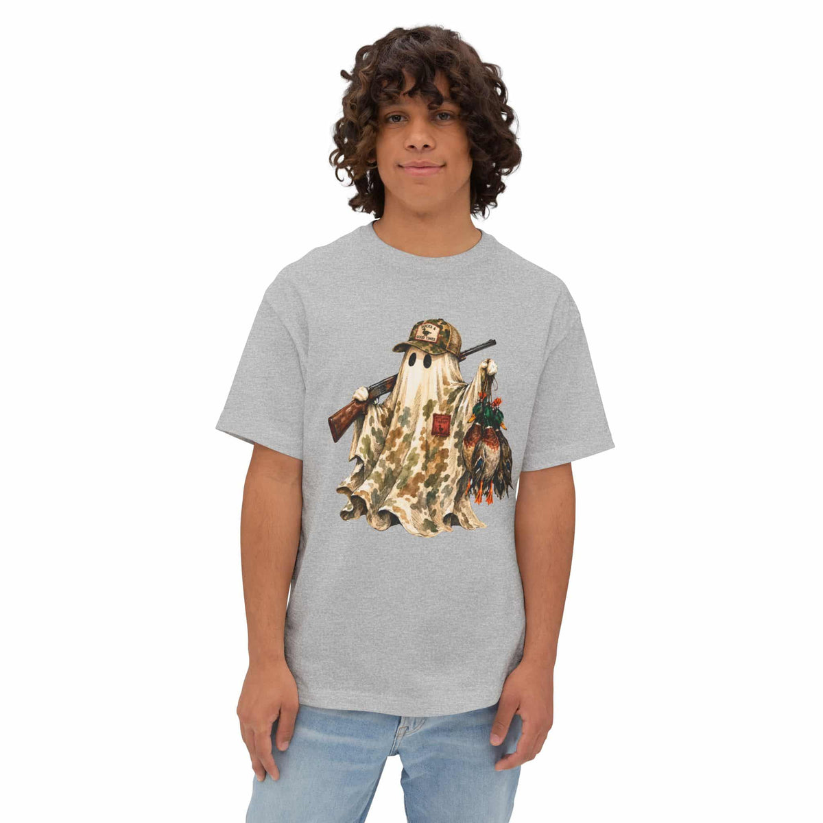 Hunting Season Spooky Camo Mallards Unisex Oversized Boxy Tee image 28