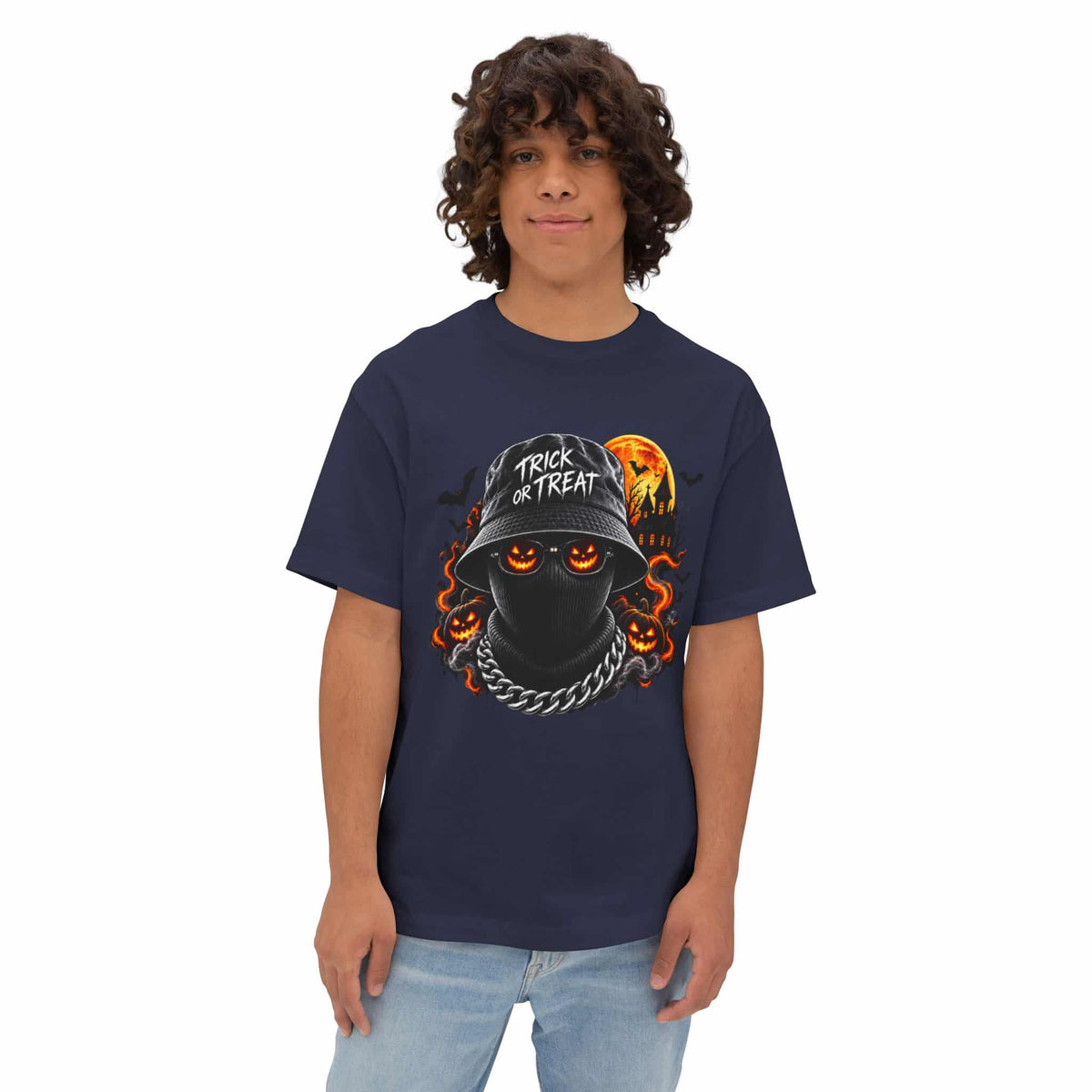 Spooky Streetwear Masked Unisex Oversized Boxy Tee image 33